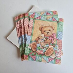 Current Marsha K Howe Bears & Quilts Blank Greeting Cards Set of 12 Envelopes